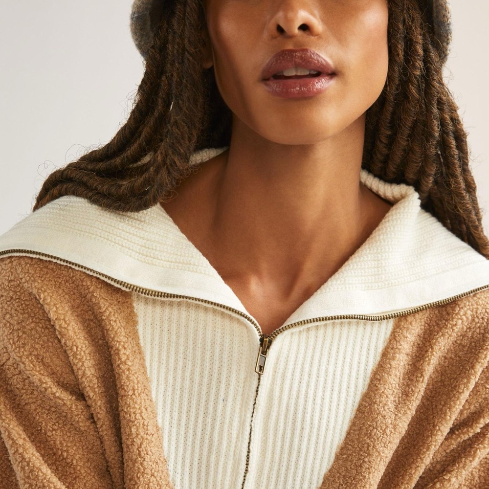 Anthropologie Dolan Left Coast Sherpa Quarter-Zip Pullover Sweater Size M - Picture 2 of 13